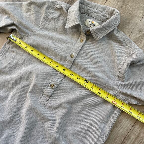 Marine Layer Women Grey Striped Button Front Shirt Dress Tunic Collared Sz Small - Picture 8 of 8